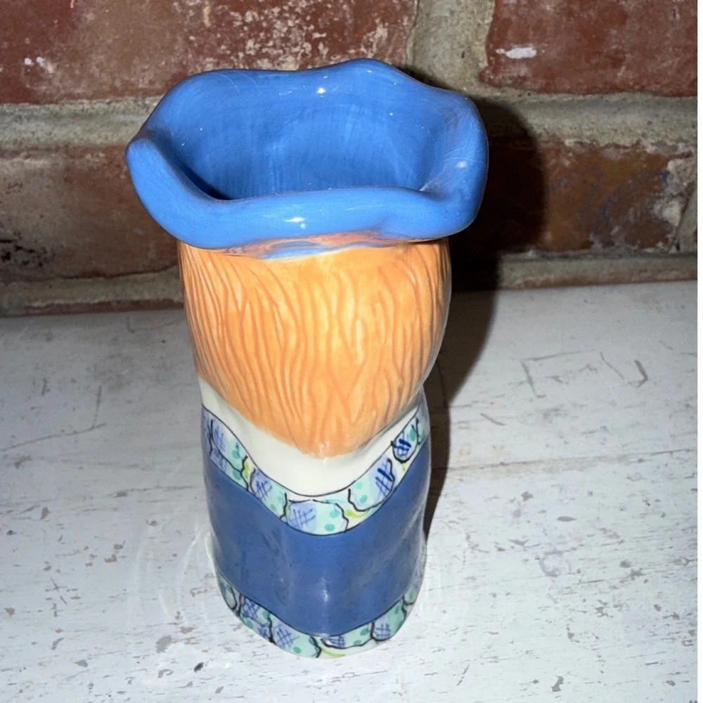 Susan Paley by Ganz Figural Bud Vase Vintage Folk Art‎ Face Ceramic MEG